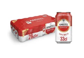 Cerveza Amstel 100% Malta pack 28 latas 33 cl a solo 19,89€ 2x1 Acomula en Carrefour