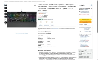 Corsair K70 Pro RGB Mecánico Óptico 1.0mm por $2,849 | Amazon