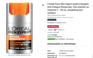 L'Oréal Paris Men Expert Hydra Energetic Anti-Fatigue Moisturiser voor €6,16