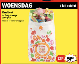 1 Kg schep snoepgoed voor €5 bij kruidvat in Belgie