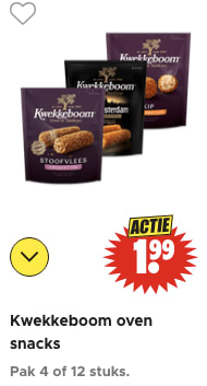 Kwekkeboom Oven snacks voor €1,99 bij Dirk