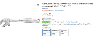 Wera 6004 Joker XS Zelfinstellend steeksleutel voor €28,56 bij Amazon
