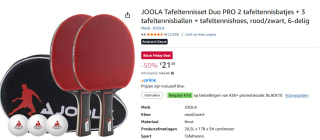 JOOLA Tafeltennisset Duo voor €21,39 bij Amazon