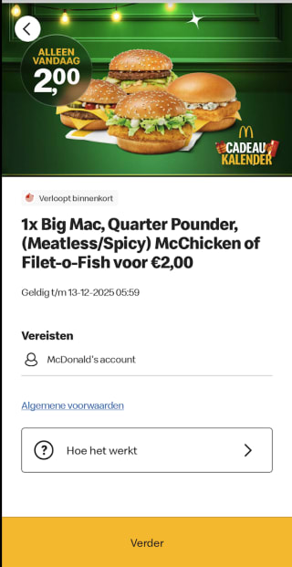 Diverse aanbieding in de maand december bij Mc Donalds