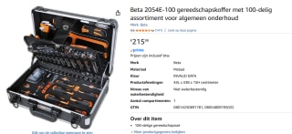 Beta Easy Gereedschapskoffer met 100-delig assortiment voor €215,98 bij Amazon