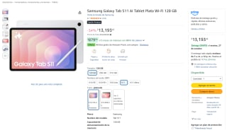 Samsung Galaxy Tab S11 128GB por $13,193 en Amazon