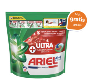 Gratis Ariel Pods+ Ultra (10 stuks) bij aankoop van 1 of 2 artikelen bij Trekpleister