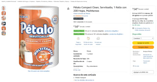 Pétalo Compact Clean (1 rollo, 200 hojas) por $14 en Amazon