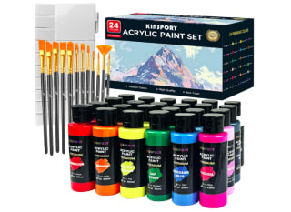 Pinturas Acrílicas Kinspory 24 x 60 ml con Pinceles y Paleta por 14,99€