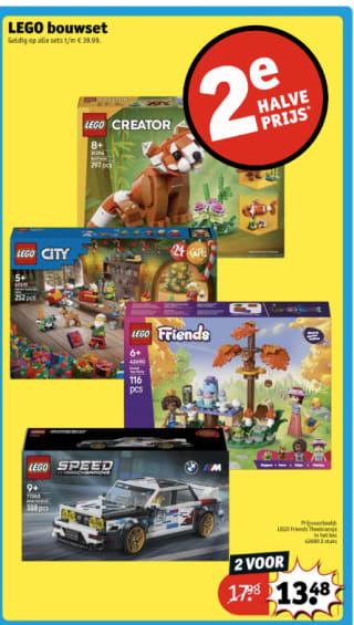 -50% op de 2e LEGO-bouwset (tot €39,99) bij Kruidvat
