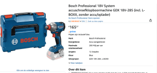 Bosch Professional GDX 18V-285 Accu slagmoersleutel 2-in-1 voor €165,37 bij Amazon