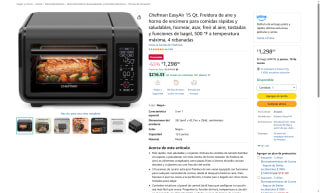 Chefman EasyAir 15 Qt Freidora Aire Horno por $1,298 | Amazon