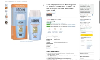 ISDIN Fotoprotector Fusion Water Magic SPF 50 50ml por $333 | Amazon