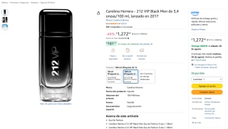 Carolina Herrera 212 VIP Black Men (100ml) por $1,272 en Amazon