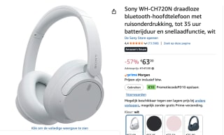 Sony WH-CH720N draadloze bluetooth-hoofdtelefoon voor €63 bij Amazon