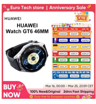 HUAWEI Watch GT6 46 mm zwart voor €159,18 dmv code bij Aliexpress