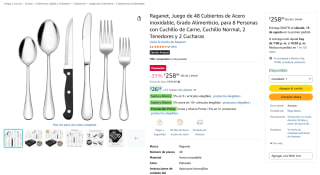 Juego de 48 Cubiertos Raganet por $259 en Amazon