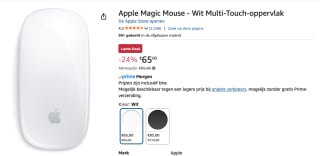Apple Magic Mouse wit met Multi-Touch-oppervlak voor €65 bij Amazon