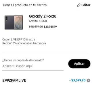 Samsung Galaxy Z Fold 8 512GB por $29,969 | Estudiantes