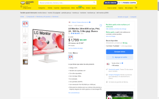 Monitor LG 24" Full HD 100Hz por $1,799 | Mercado Libre