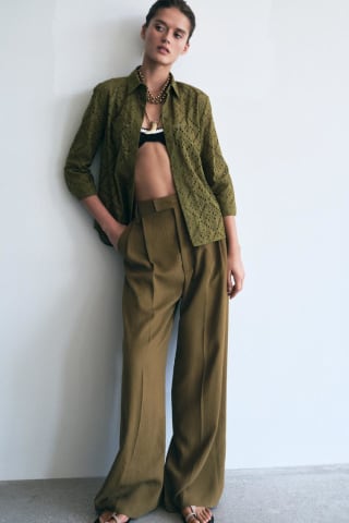 Camisa bordados perforados Zara Woman por 7,99€