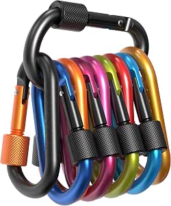 RAVN HAMAN 10 x Locking carabiner Hooks- Colourful - Carabiner with screw lock up to