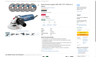 Esmeril Angular Bosch GWS 700 por $925 | Oferta Amazon
