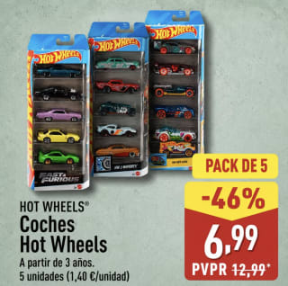 Mattel Hot Wheels Pack de 5 vehículos por 6,99€