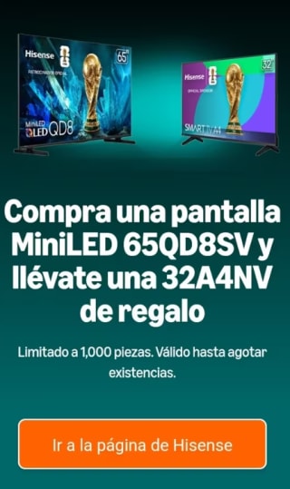 TV Hisense QD8S 65" 4K Mini-LED + Pantalla 32A4NV por $10,444 | Amazon
