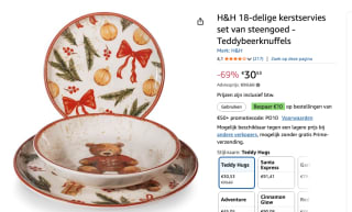 H&H Nordic Teddy Hugs Serviesset Met Kerstdecor Set 18 Delig voor €30,53