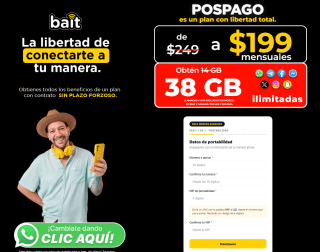 BAIT 36GB con Membresía Sam's Club Benefits por $199 en Portabilidad BAIT