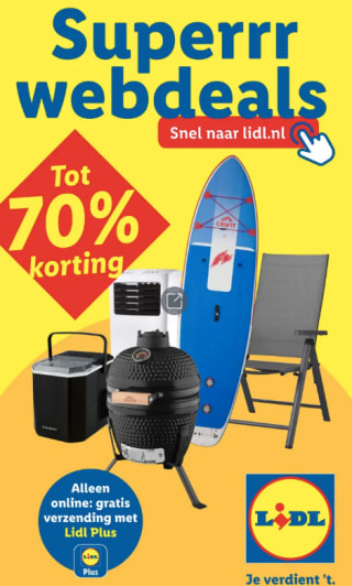 Tot 70% korting op heel veel artikelen + gratis verzending in de Lidl webshop