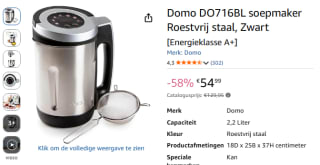 Domo DO716BL soepmaker voor €54,99 bij Amazon