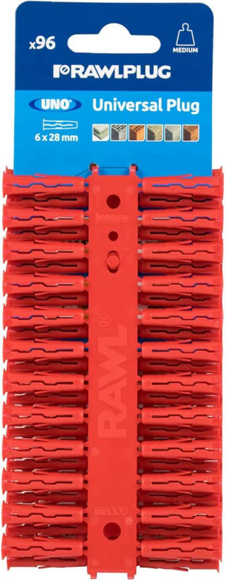 Rawlplug Uno Universal Contract Wallplug 6mm RED - Pack of 96