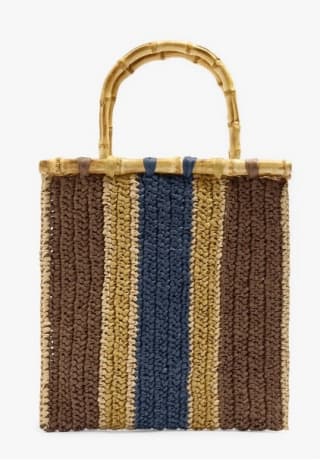 Parfois Bolso de mano a rayas efecto rafia con bambú por 17.99€.