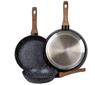 Set 3 sartenes aluminio forjado 20/24/28cm revestimiento de mármol por 24.76€