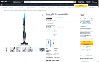 Eureka NES215A Aspiradora Stick por $592 | Amazon