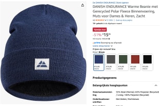 Danish Endurance Beanie met Polar Fleece voor €15,95 bij Amazon