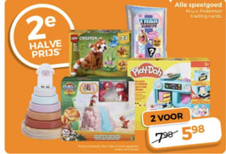 2e halve prijs op alle speelgoed incl. LEGO bij Trekpleister