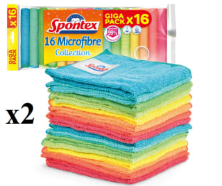 2 Packs de 16 Bayetas de microfibra de Spontex por 9.59€