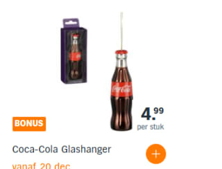 Coca-Cola Glashanger bij aankoop van 4 Coca-Cola 1.5 literflessen bij de AH