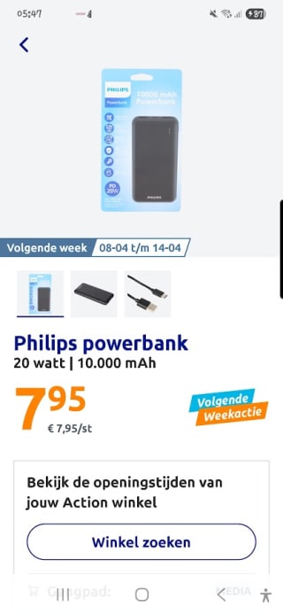 Philips Powerbank voor €7,95 bij de Ation