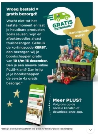 Gratis bezorging van je boodschappen bij de Plus