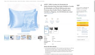 Fundas de Almohada de Satén VIOPY King Size $99 | Oferta Amazon