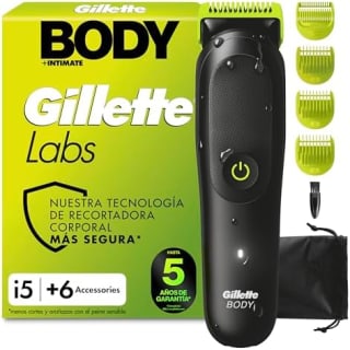 GilletteLabs i5 Body + Intimate Afeitadora Corporal con 4 Peines Y Funda por 37.99€
