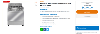 Estufa de Piso Koblenz 30" Inox EK-1121-IIRBA por $5,665 | Chedraui