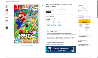 Mario Party Superstars para Nintendo Switch por $560 | Amazon