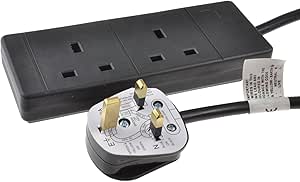 PRO ELEC 2 Gang 2m Extension Lead Black £4.74 Amazon Deal