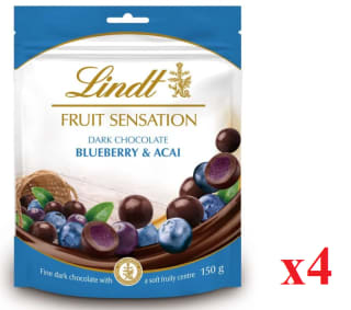 4 x Lindt Sensation Fruit Bolas de chocolate negro con arándanos y açaí 150g a 11.96€