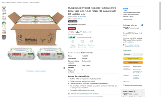 Toallitas Huggies Eco Protect 1440 Piezas por $510 | Amazon